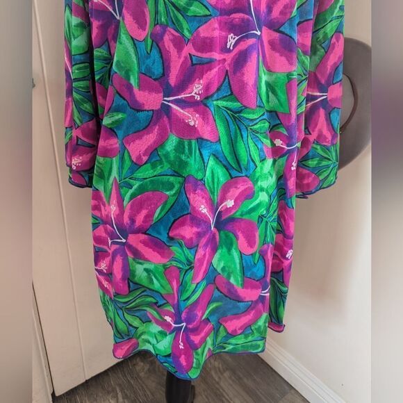 VTG Sirena 70s Retro Desert Glam Mrs. Roper Tropical Beachy Coastal Coverup - Picture 8 of 9